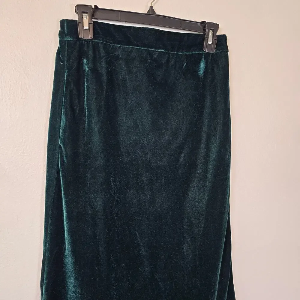 J Crew Velvet Skirt Women's S Emerald Green Pull On Preppy Dark Romantic Festive
